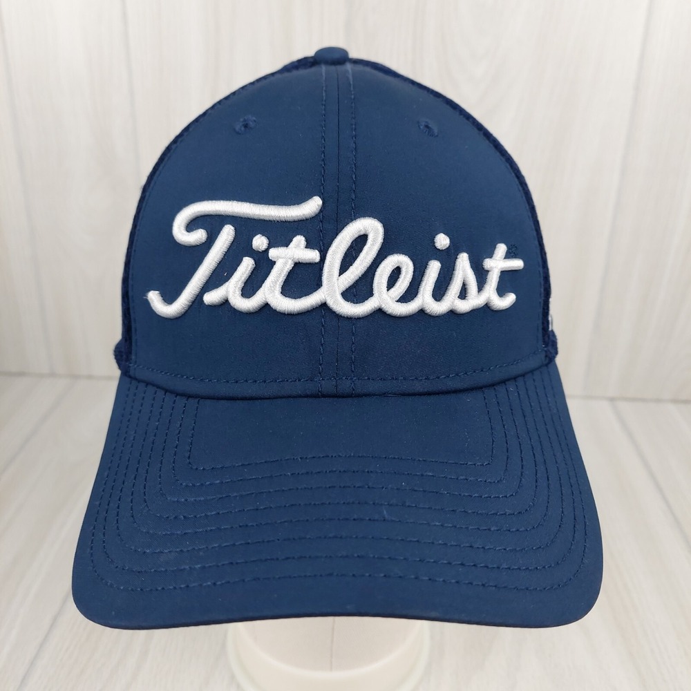 Titleist Golf Hat Mens Small-Medium Navy‎ Blue Mesh Back Pro V1 FJ New Era Cap